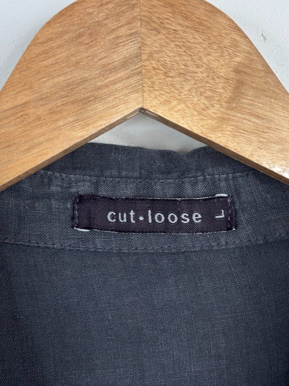 Cut Loose 100% Linen Button Up Tunic L Charcoal Grey High Low Lagenlook Artsy - Picture 4 of 8